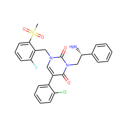 CS(=O)(=O)c1cccc(F)c1Cn1cc(-c2ccccc2Cl)c(=O)n(C[C@H](N)c2ccccc2)c1=O ZINC000028475735