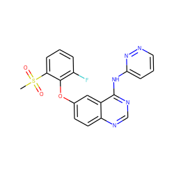 CS(=O)(=O)c1cccc(F)c1Oc1ccc2ncnc(Nc3cccnn3)c2c1 ZINC000045287880