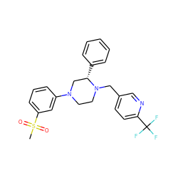 CS(=O)(=O)c1cccc(N2CCN(Cc3ccc(C(F)(F)F)nc3)[C@@H](c3ccccc3)C2)c1 ZINC000653887480