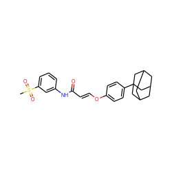 CS(=O)(=O)c1cccc(NC(=O)/C=C/Oc2ccc(C34CC5CC(CC(C5)C3)C4)cc2)c1 ZINC000095580406