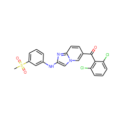 CS(=O)(=O)c1cccc(Nc2cn3cc(C(=O)c4c(Cl)cccc4Cl)ccc3n2)c1 ZINC000014945518