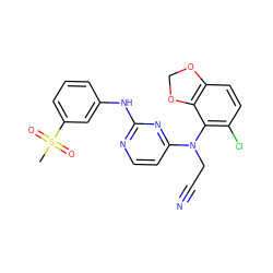 CS(=O)(=O)c1cccc(Nc2nccc(N(CC#N)c3c(Cl)ccc4c3OCO4)n2)c1 ZINC000064528037