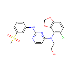 CS(=O)(=O)c1cccc(Nc2nccc(N(CCO)c3c(Cl)ccc4c3OCO4)n2)c1 ZINC000064512110