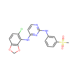 CS(=O)(=O)c1cccc(Nc2nccc(Nc3c(Cl)ccc4c3OCO4)n2)c1 ZINC000029043084