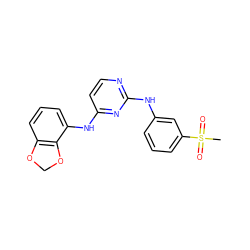 CS(=O)(=O)c1cccc(Nc2nccc(Nc3cccc4c3OCO4)n2)c1 ZINC000064528004