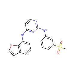 CS(=O)(=O)c1cccc(Nc2nccc(Nc3cccc4ccoc34)n2)c1 ZINC000064526634