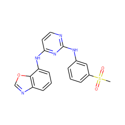 CS(=O)(=O)c1cccc(Nc2nccc(Nc3cccc4ncoc34)n2)c1 ZINC000064513395