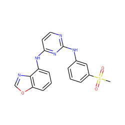 CS(=O)(=O)c1cccc(Nc2nccc(Nc3cccc4ocnc34)n2)c1 ZINC000064526701