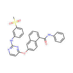 CS(=O)(=O)c1cccc(Nc2nccc(Oc3ccc4c(C(=O)Nc5ccccc5)cccc4c3)n2)c1 ZINC000653801304