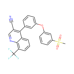 CS(=O)(=O)c1cccc(Oc2cccc(-c3c(C#N)cnc4c(C(F)(F)F)cccc34)c2)c1 ZINC000045372949