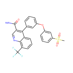 CS(=O)(=O)c1cccc(Oc2cccc(-c3c(C(N)=O)cnc4c(C(F)(F)F)cccc34)c2)c1 ZINC000045337727