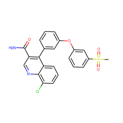 CS(=O)(=O)c1cccc(Oc2cccc(-c3c(C(N)=O)cnc4c(Cl)cccc34)c2)c1 ZINC000045347234