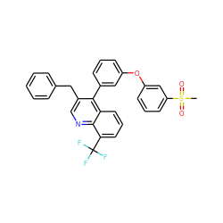 CS(=O)(=O)c1cccc(Oc2cccc(-c3c(Cc4ccccc4)cnc4c(C(F)(F)F)cccc34)c2)c1 ZINC000049757176