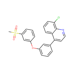 CS(=O)(=O)c1cccc(Oc2cccc(-c3ccnc4c(Cl)cccc34)c2)c1 ZINC000045352154