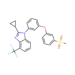 CS(=O)(=O)c1cccc(Oc2cccc(-n3c(C4CC4)nc4c(C(F)(F)F)cccc43)c2)c1 ZINC000045339979