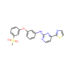 CS(=O)(=O)c1cccc(Oc2cccc(Nc3nccc(-c4nccs4)n3)c2)c1 ZINC000040897349