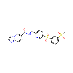 CS(=O)(=O)c1cccc(S(=O)(=O)c2ccc(CNC(=O)c3ccc4nccn4c3)nc2)c1 ZINC000224967797