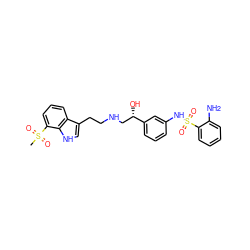 CS(=O)(=O)c1cccc2c(CCNC[C@H](O)c3cccc(NS(=O)(=O)c4ccccc4N)c3)c[nH]c12 ZINC000028457702