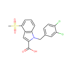 CS(=O)(=O)c1cccc2c1cc(C(=O)O)n2Cc1ccc(Cl)c(Cl)c1 ZINC000013588878