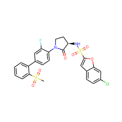 CS(=O)(=O)c1ccccc1-c1ccc(N2CC[C@@H](NS(=O)(=O)c3cc4ccc(Cl)cc4o3)C2=O)c(F)c1 ZINC000028979563