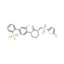 CS(=O)(=O)c1ccccc1-c1ccc(N2CCC[C@@H](NS(=O)(=O)c3ccc(Cl)s3)C2=O)c(F)c1 ZINC000029125982