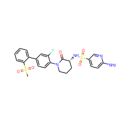 CS(=O)(=O)c1ccccc1-c1ccc(N2CCC[C@@H](NS(=O)(=O)c3ccc(N)nc3)C2=O)c(F)c1 ZINC000029125738