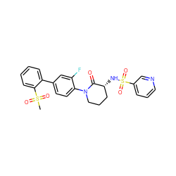 CS(=O)(=O)c1ccccc1-c1ccc(N2CCC[C@@H](NS(=O)(=O)c3cccnc3)C2=O)c(F)c1 ZINC000029125787