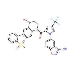 CS(=O)(=O)c1ccccc1-c1ccc2c(c1)[C@H](O)CCN2C(=O)c1cc(C(F)(F)F)nn1-c1ccc2onc(N)c2c1 ZINC000028959495