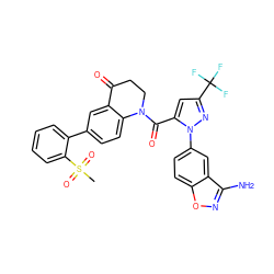 CS(=O)(=O)c1ccccc1-c1ccc2c(c1)C(=O)CCN2C(=O)c1cc(C(F)(F)F)nn1-c1ccc2onc(N)c2c1 ZINC000028959492