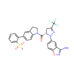 CS(=O)(=O)c1ccccc1-c1ccc2c(c1)CCN2C(=O)[C@@H]1CC(C(F)(F)F)=NN1c1ccc2onc(N)c2c1 ZINC000029037653