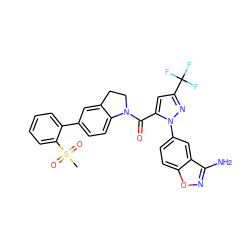 CS(=O)(=O)c1ccccc1-c1ccc2c(c1)CCN2C(=O)c1cc(C(F)(F)F)nn1-c1ccc2onc(N)c2c1 ZINC000001493797