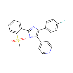 CS(=O)(=O)c1ccccc1-c1nc(-c2ccc(F)cc2)c(-c2ccncc2)[nH]1 ZINC000008536364