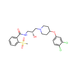 CS(=O)(=O)c1ccccc1C(=O)NC[C@@H](O)CN1CCC(Oc2ccc(Cl)c(Cl)c2)CC1 ZINC000095564113