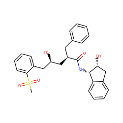 CS(=O)(=O)c1ccccc1C[C@@H](O)C[C@@H](Cc1ccccc1)C(=O)N[C@H]1c2ccccc2C[C@H]1O ZINC000029567224