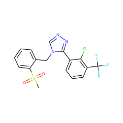 CS(=O)(=O)c1ccccc1Cn1cnnc1-c1cccc(C(F)(F)F)c1Cl ZINC000028897905