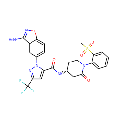 CS(=O)(=O)c1ccccc1N1CC[C@@H](NC(=O)c2cc(C(F)(F)F)nn2-c2ccc3onc(N)c3c2)CC1=O ZINC000014969544