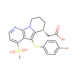 CS(=O)(=O)c1ccnc2c1c(Sc1ccc(Br)cc1)c1n2CCC[C@@H]1CC(=O)O ZINC000038578037