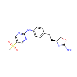 CS(=O)(=O)c1cnc(Nc2ccc(CC[C@H]3COC(N)=N3)cc2)nc1 ZINC000169701209