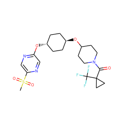 CS(=O)(=O)c1cnc(O[C@H]2CC[C@H](OC3CCN(C(=O)C4(C(F)(F)F)CC4)CC3)CC2)cn1 ZINC000473105040