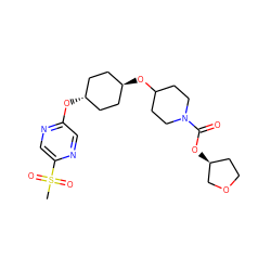 CS(=O)(=O)c1cnc(O[C@H]2CC[C@H](OC3CCN(C(=O)O[C@H]4CCOC4)CC3)CC2)cn1 ZINC000473105967