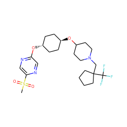 CS(=O)(=O)c1cnc(O[C@H]2CC[C@H](OC3CCN(CC4(C(F)(F)F)CCCC4)CC3)CC2)cn1 ZINC000473106462