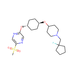 CS(=O)(=O)c1cnc(O[C@H]2CC[C@H](OC3CCN(CC4(F)CCCC4)CC3)CC2)cn1 ZINC000473105964