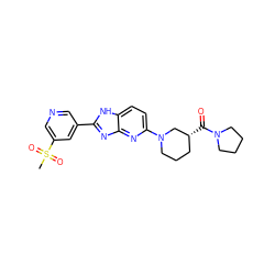 CS(=O)(=O)c1cncc(-c2nc3nc(N4CCC[C@@H](C(=O)N5CCCC5)C4)ccc3[nH]2)c1 ZINC000221396796