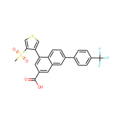 CS(=O)(=O)c1cscc1-c1cc(C(=O)O)cc2cc(-c3ccc(C(F)(F)F)cc3)ccc12 ZINC000071316102