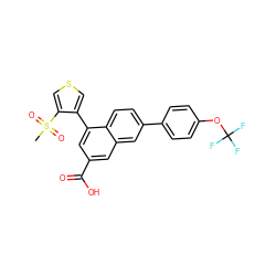 CS(=O)(=O)c1cscc1-c1cc(C(=O)O)cc2cc(-c3ccc(OC(F)(F)F)cc3)ccc12 ZINC000071316123