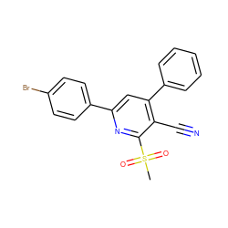 CS(=O)(=O)c1nc(-c2ccc(Br)cc2)cc(-c2ccccc2)c1C#N ZINC000001145611