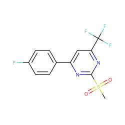 CS(=O)(=O)c1nc(-c2ccc(F)cc2)cc(C(F)(F)F)n1 ZINC000000215166