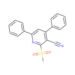 CS(=O)(=O)c1nc(-c2ccccc2)cc(-c2ccccc2)c1C#N ZINC000000470171