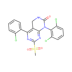 CS(=O)(=O)c1nc(-c2ccccc2Cl)c2c(n1)N(c1c(Cl)cccc1Cl)C(=O)NC2 ZINC000014962916