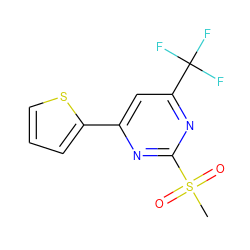 CS(=O)(=O)c1nc(-c2cccs2)cc(C(F)(F)F)n1 ZINC000000215168